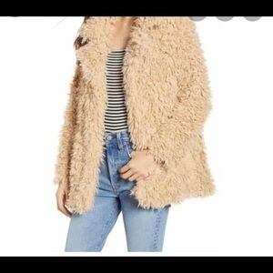 BP Tan Teddy Bear Open Furry Coat size S